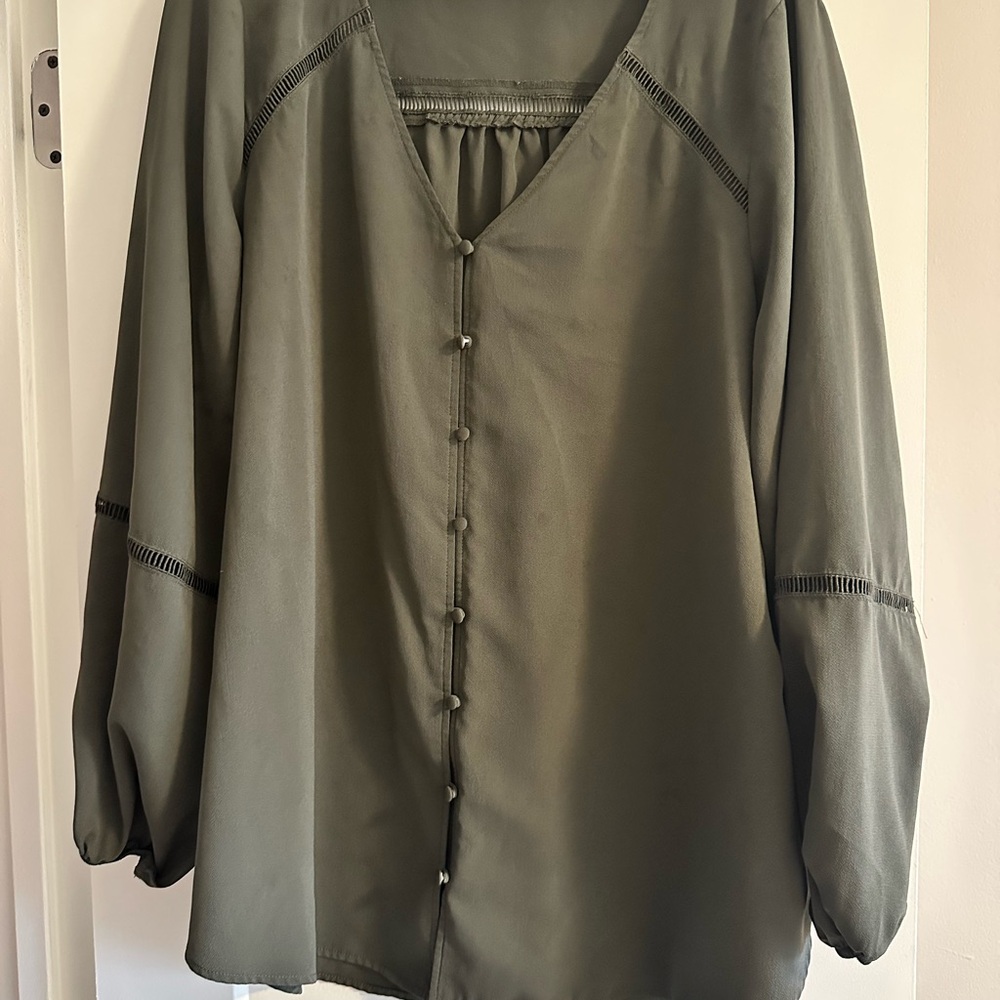 Reitmans Olive Button-Down Blouse